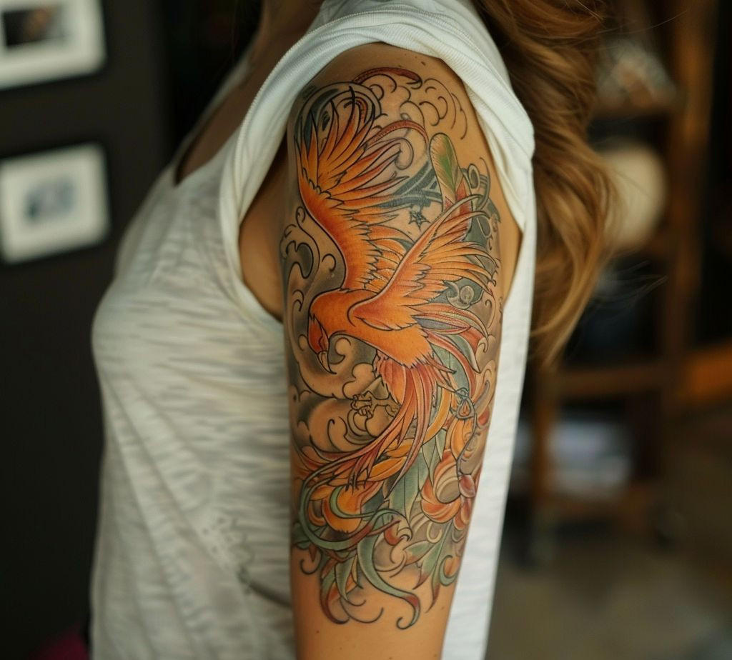 phoenix tattoo means strength and courage