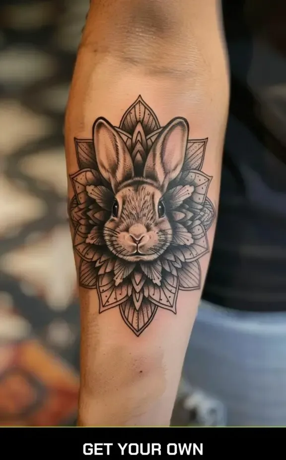 mandala design rabbit tattoo