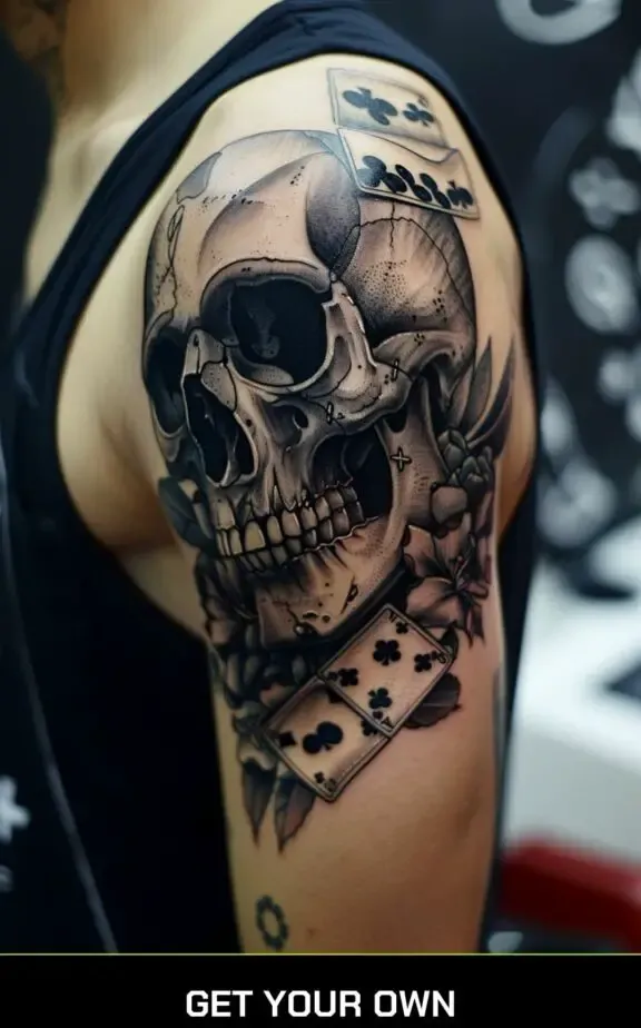 poker and skull tattoo.