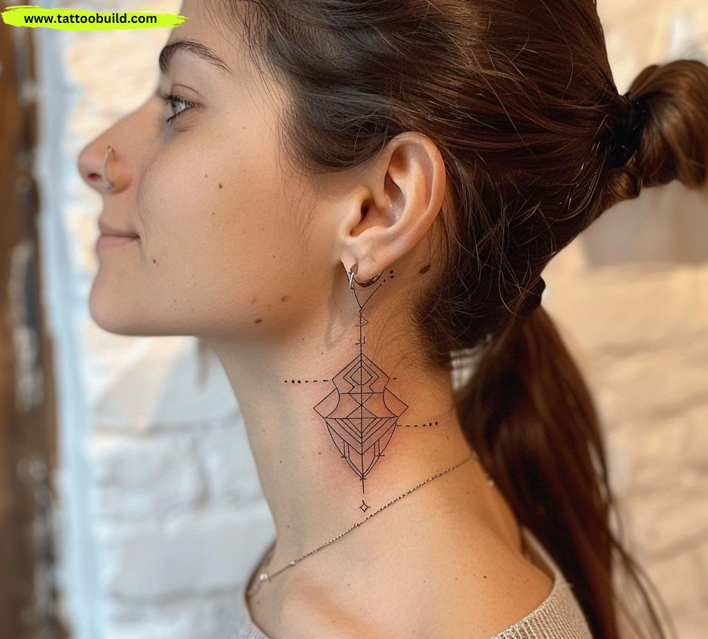 geometric neck tattoos for women