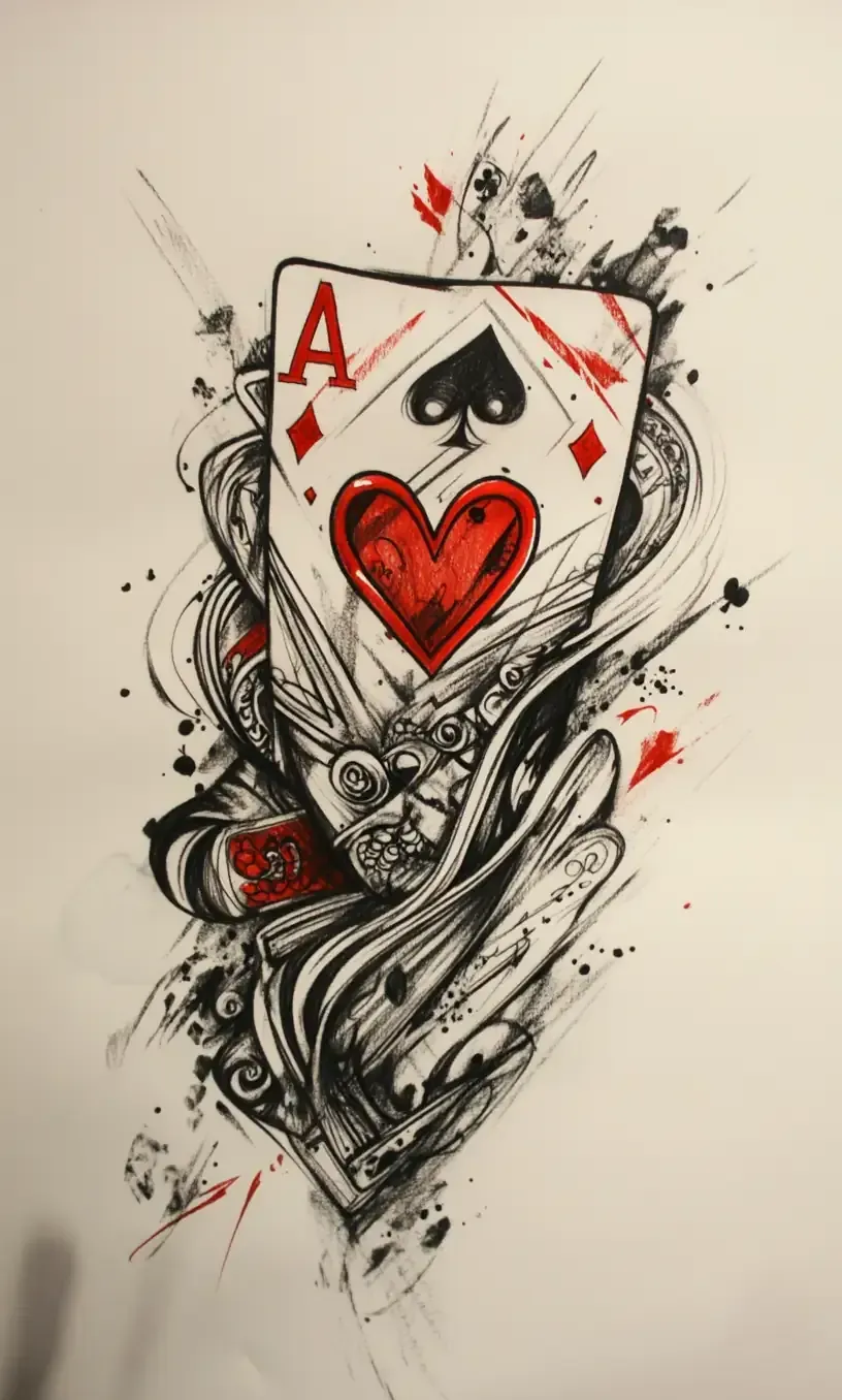 Playing Cards Tattoo Drawing-12