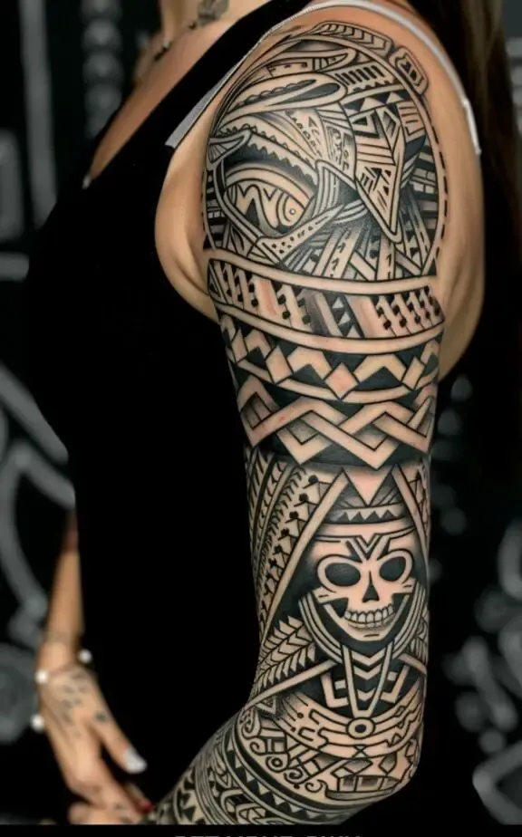 black tribal aztec tattoo
