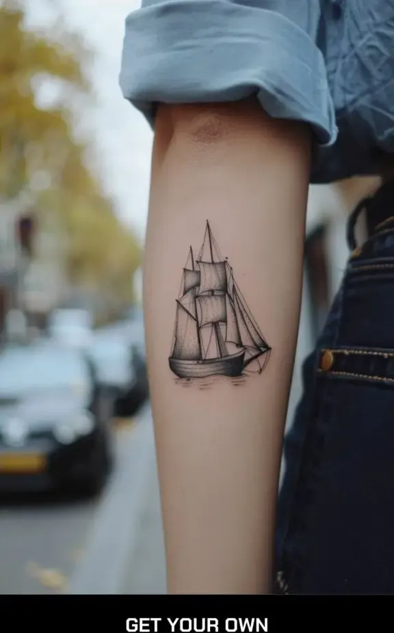 minimalist ship tattoo