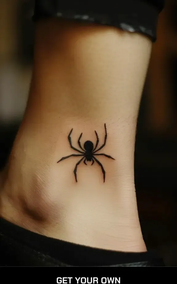 realistic spider ankle tattoo