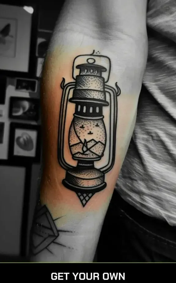 camping tattoo idea: Lantern tattoo