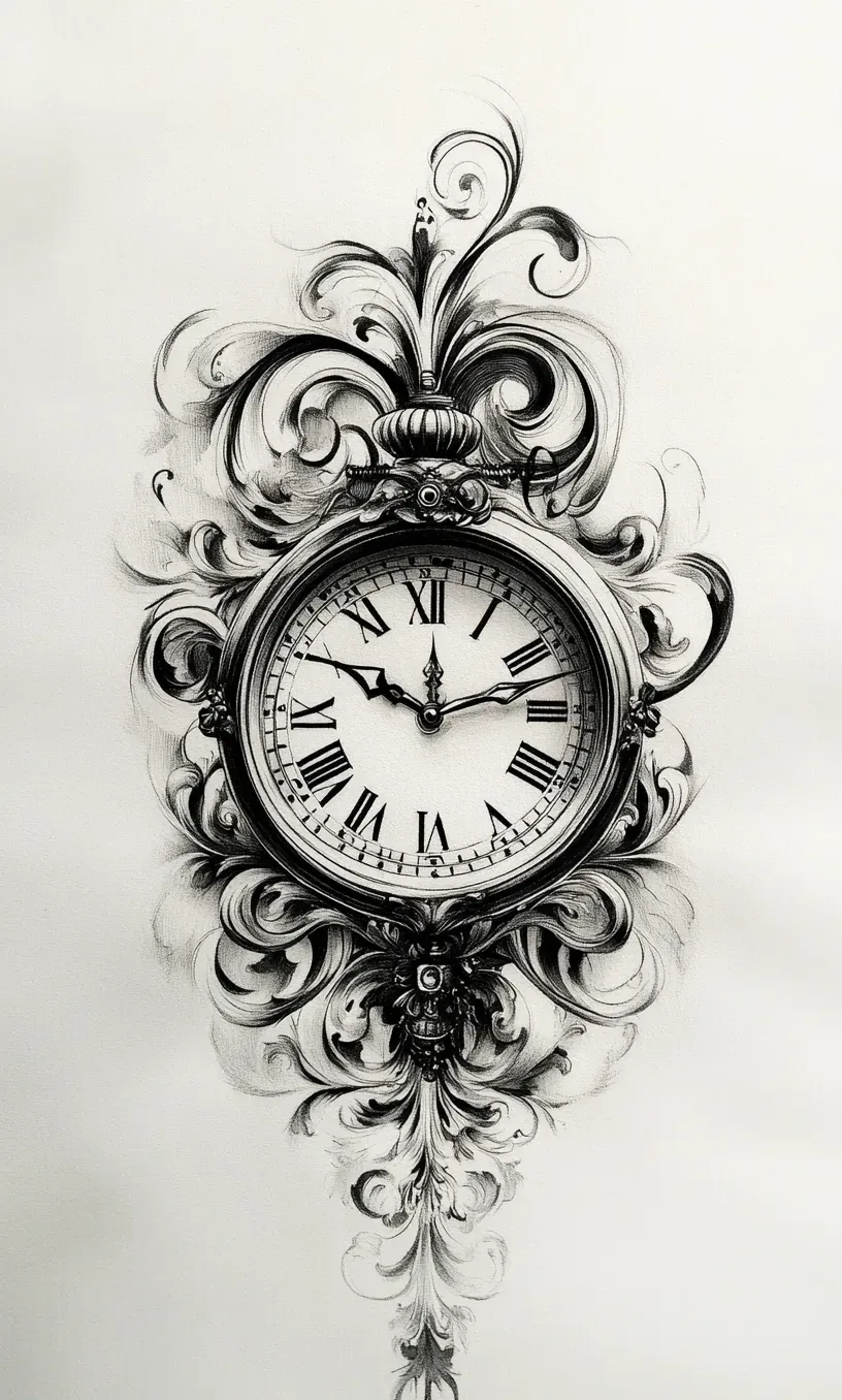Clock Tattoo Drawings-22