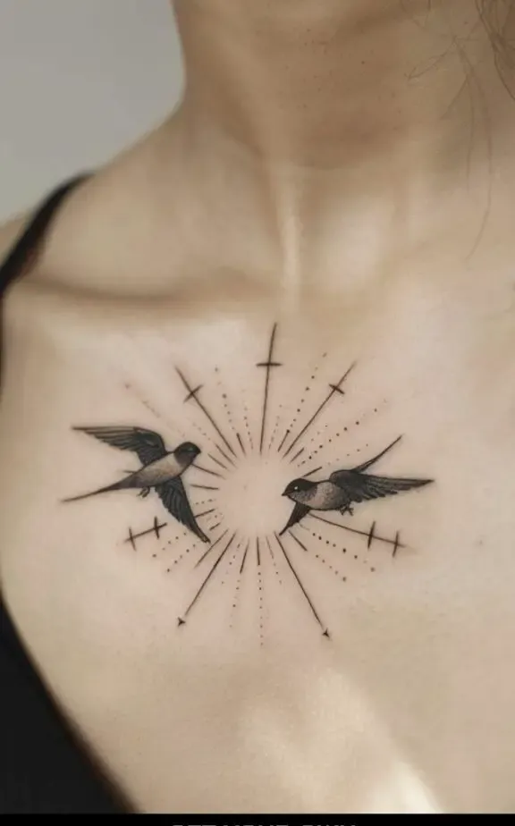 Bird Chest Tattoos Females