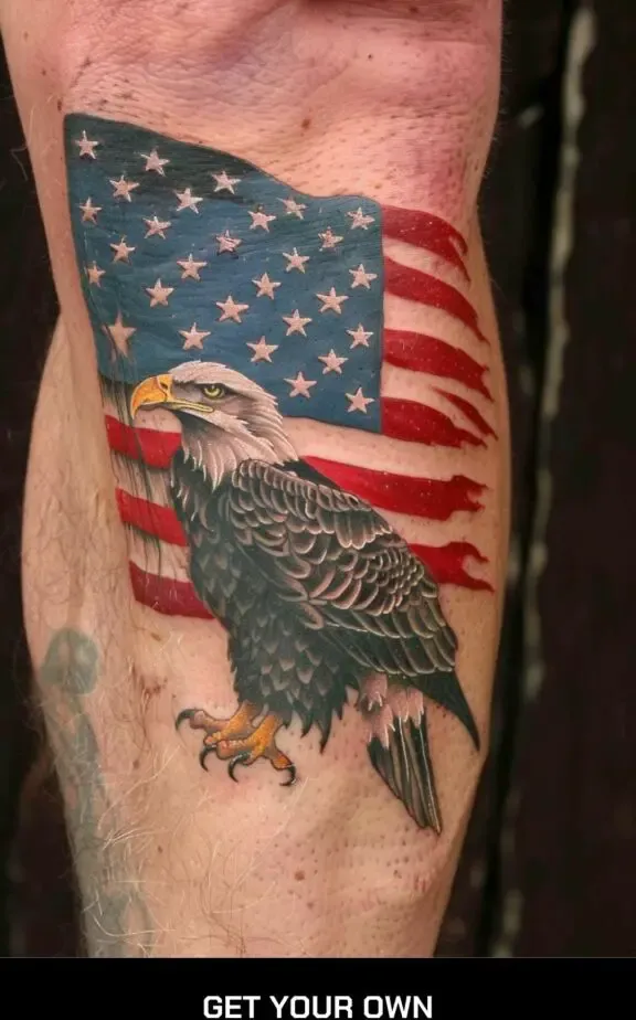 American flag and eagle tattoo