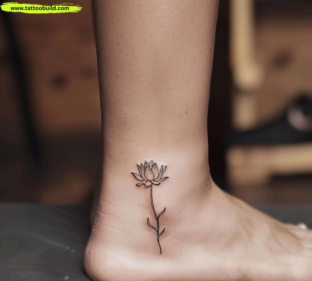 Lotus ankle tattoo ladies