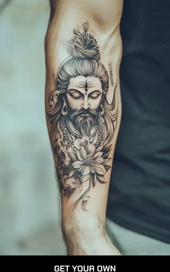 shiva and flower tattoo