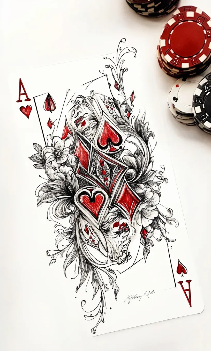 Playing Cards Tattoo Drawing-10