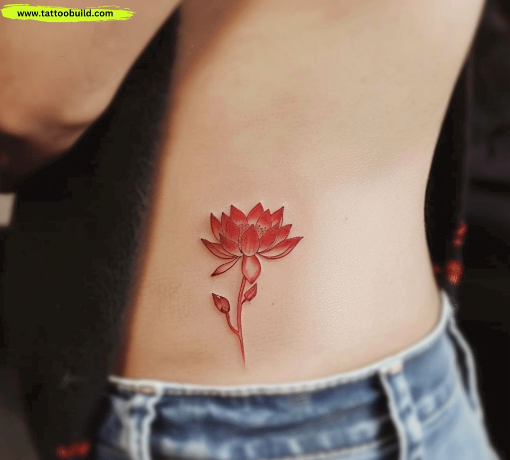 red lotus side tattoo foe women
