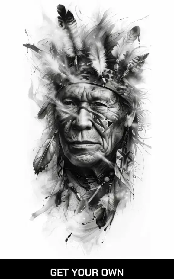  native amarican warrior tattoo design idea