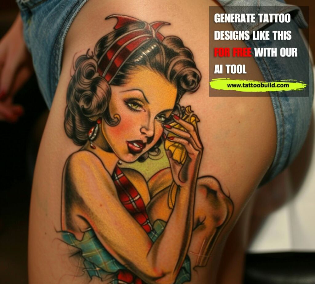 pin up girl thigh tattoo