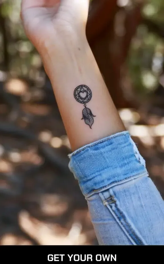 dreamcatcher and moon tattoos for female