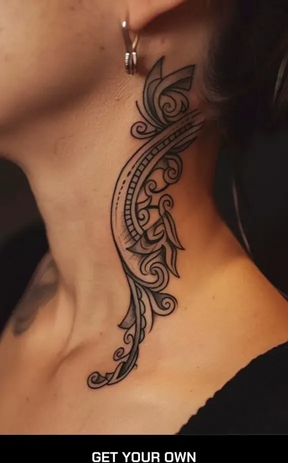 tribal neck tattoo