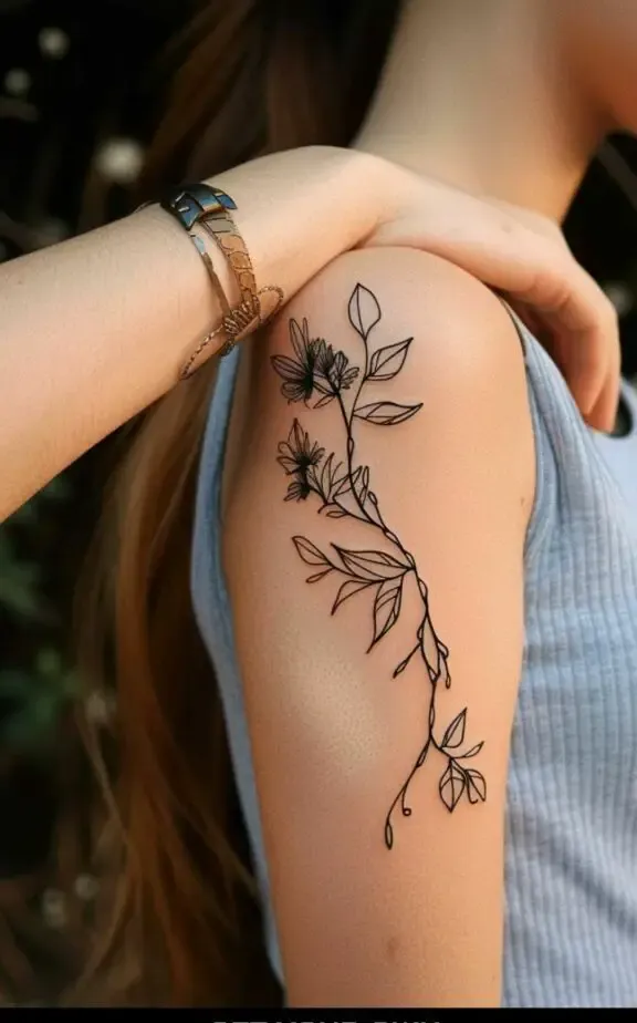 floral bicep tattoos for females