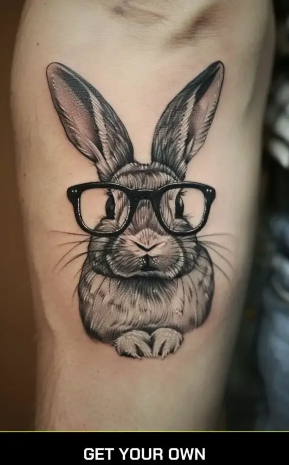 bunny wearing glasses tattoo idea