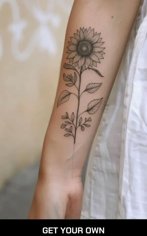 minimalist sunflower tattoo idea