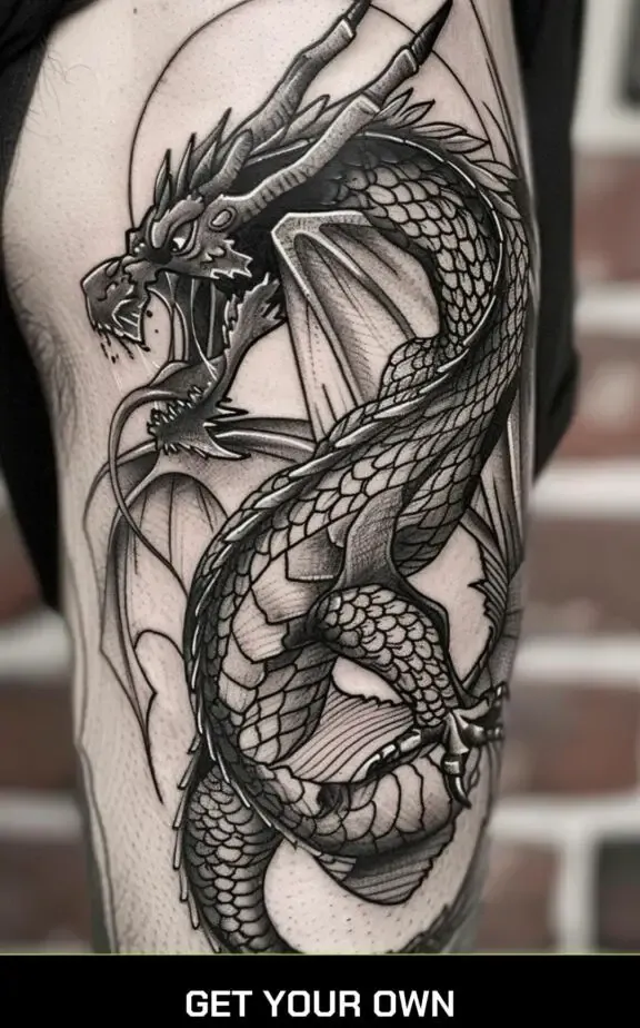 dragon blackwork tattoo idea