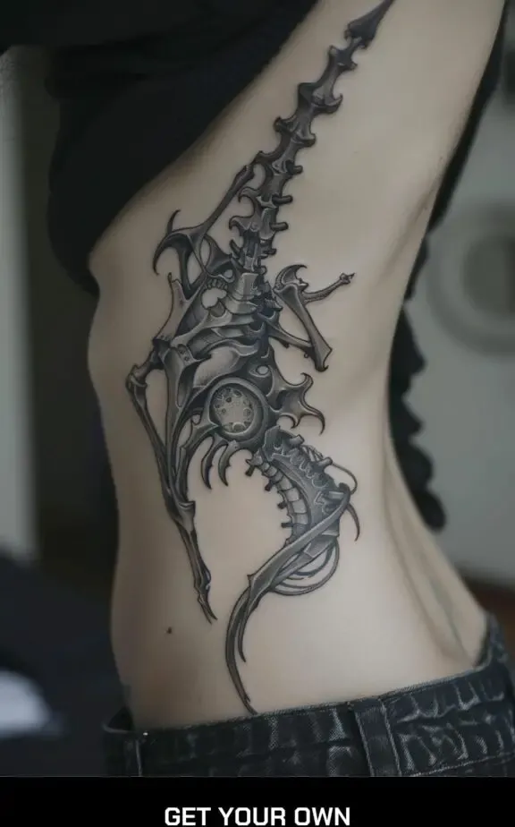biomechanical rib tattoo