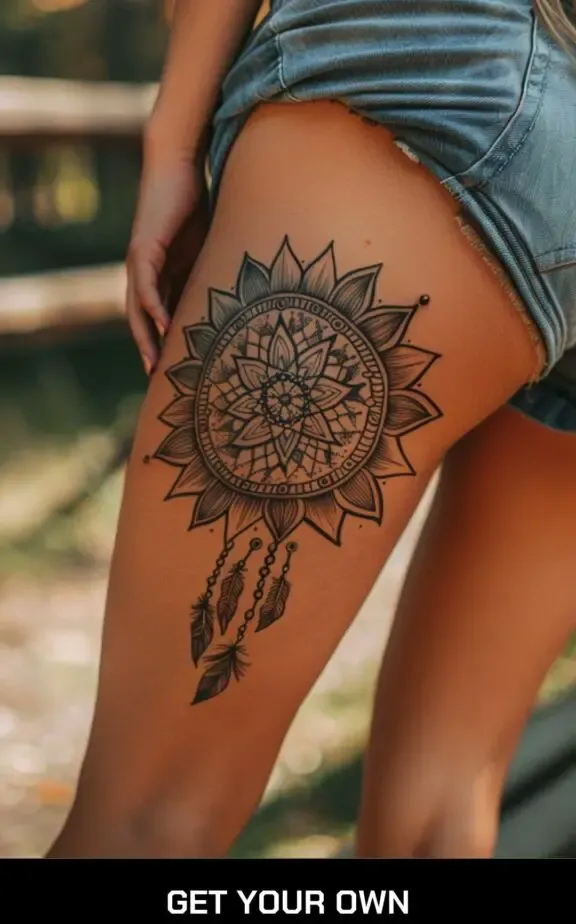 mandala dreamcatcher tattoos for female