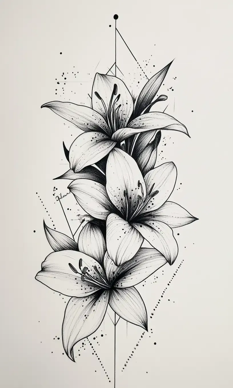Lily Flower Tattoo Drawing-1