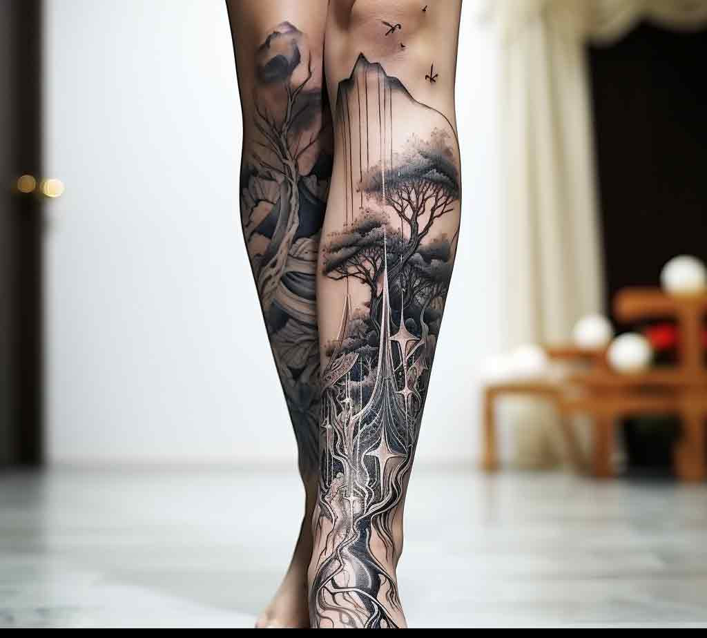 Shin tattoo for ladies