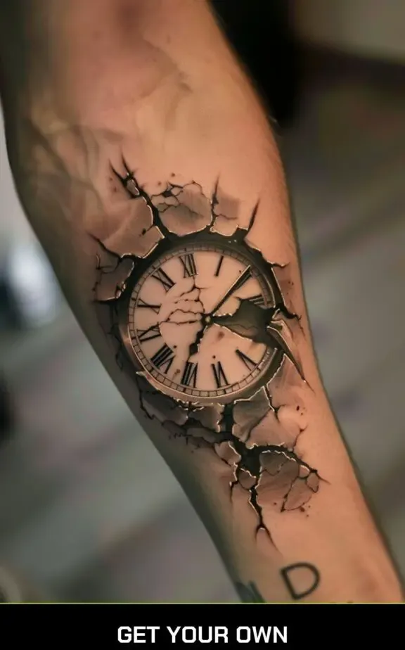 broken clock tattoo idea