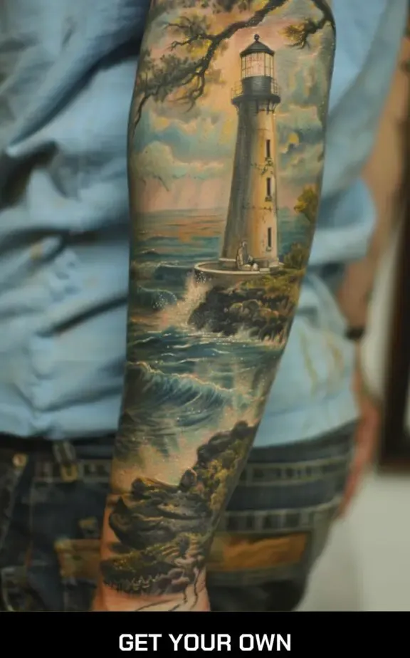 ocean lighthouse tattoo idea