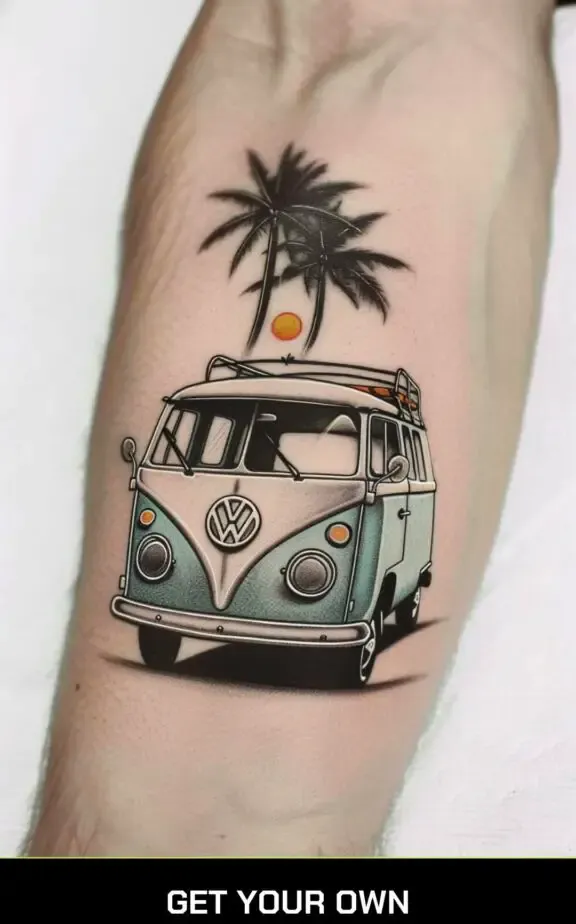 camping tattoo idea:  Volkswagen camper van tattoo