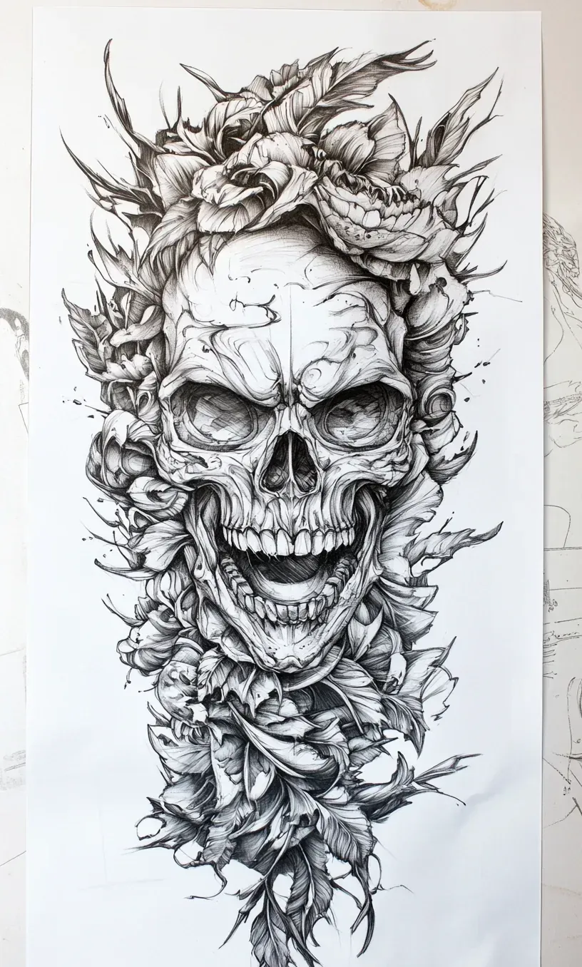 Leg Sleeve Tattoo Drawings-5