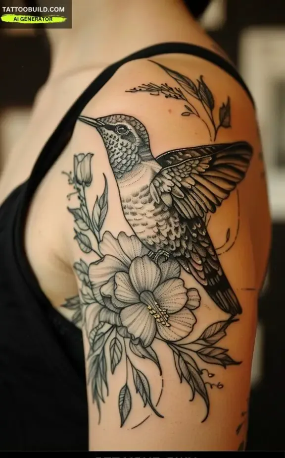 hummingbird shoulder tattoo