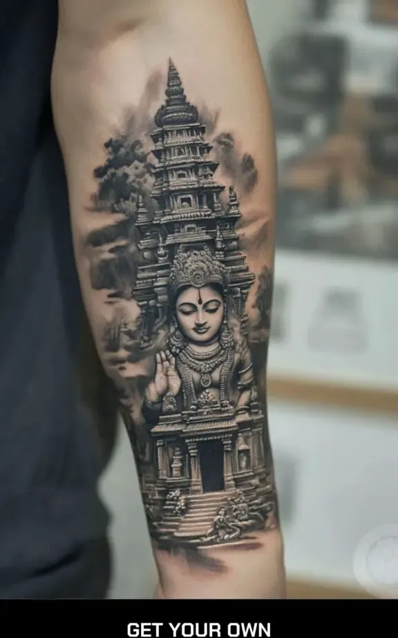 shiva and temple tattoo