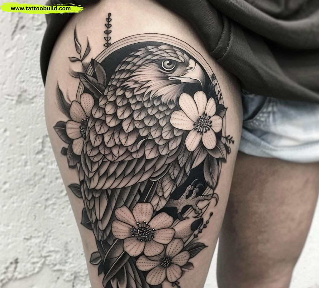 traditional hip tattoo for women black and gray