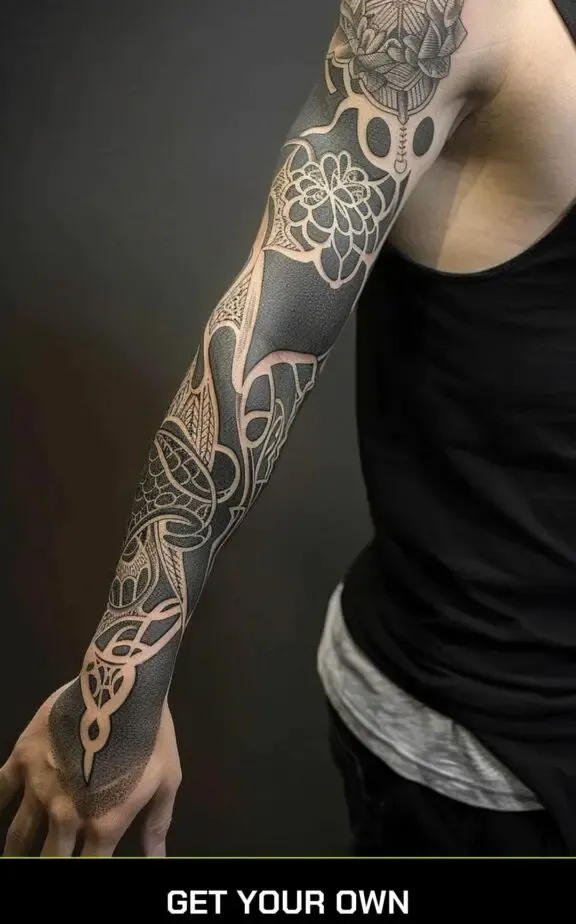 abstract blackwork sleeve tattoo