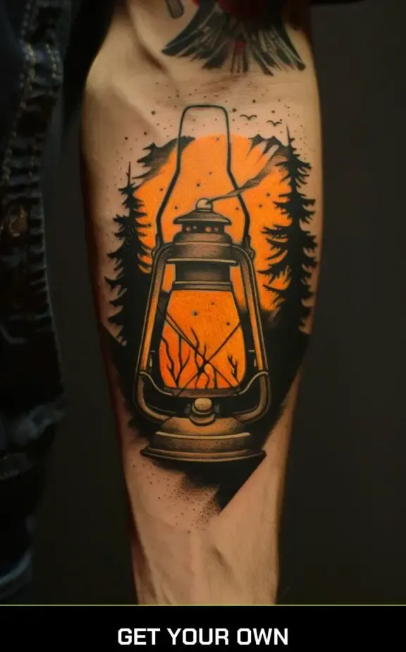 camping tattoo idea: Lantern tattoo