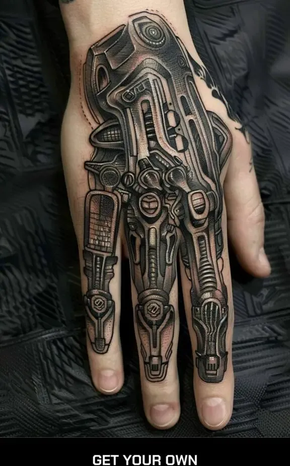 biomechanical hand tattoo