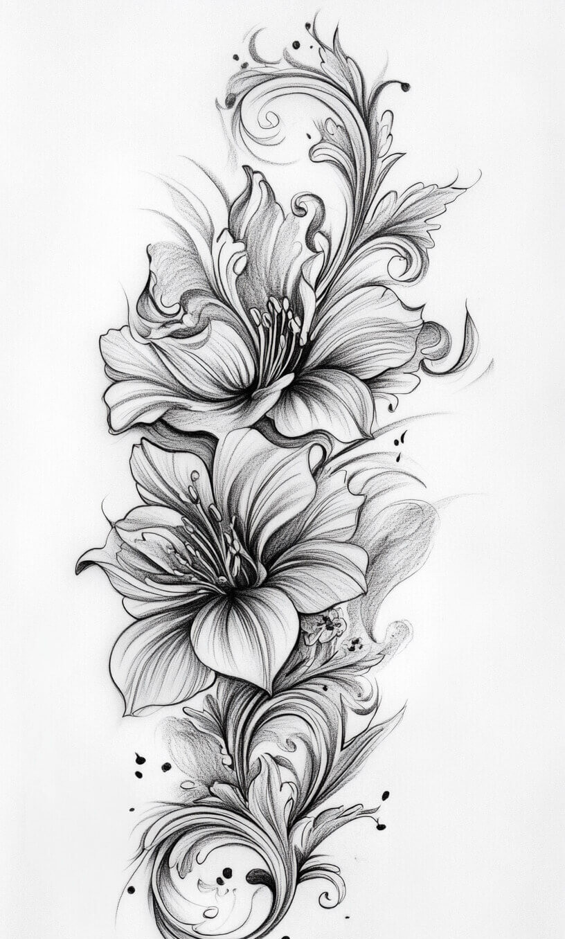 Flower Tattoo Drawings-29