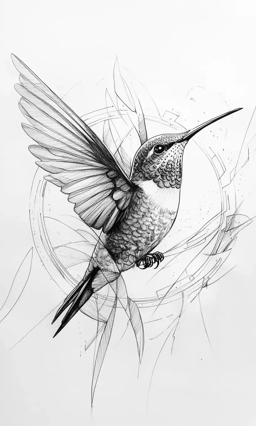 Hummingbird Tattoo Drawing-24