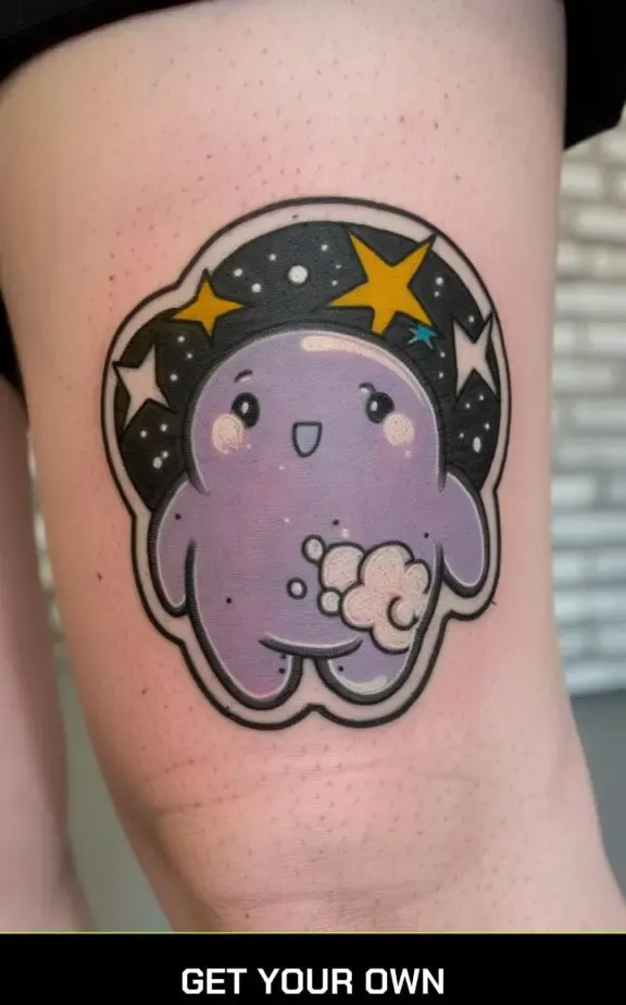a tattoo of lumpy the space princess from adventure time