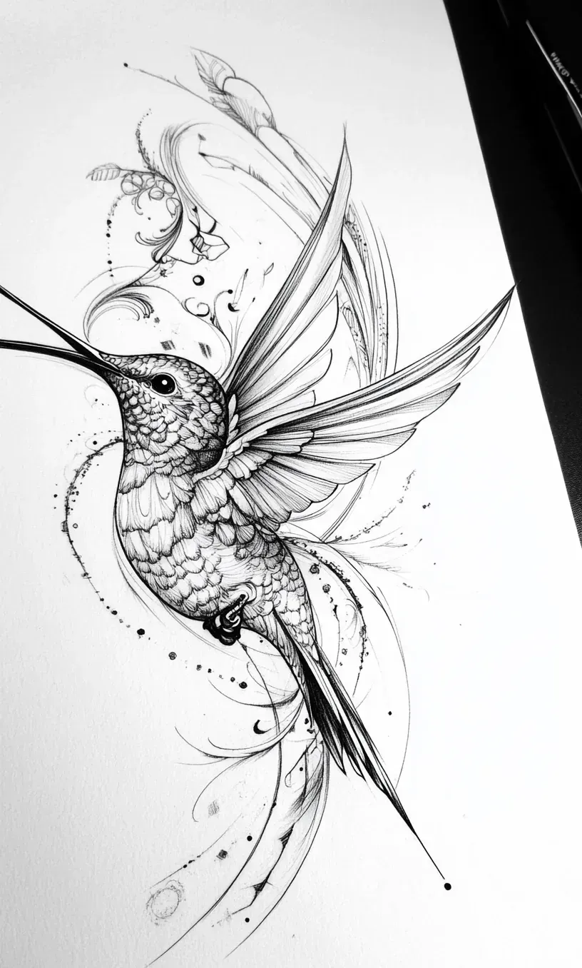 Hummingbird Tattoo Drawing-20