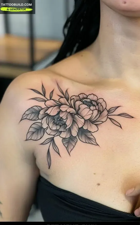 Classy front shoulder tattoo for women