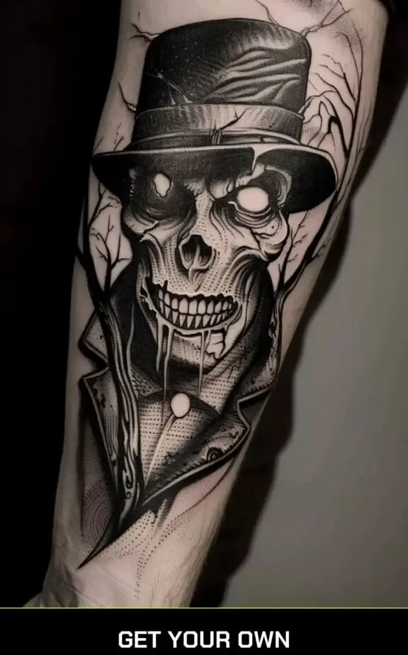 horror black work tattoo