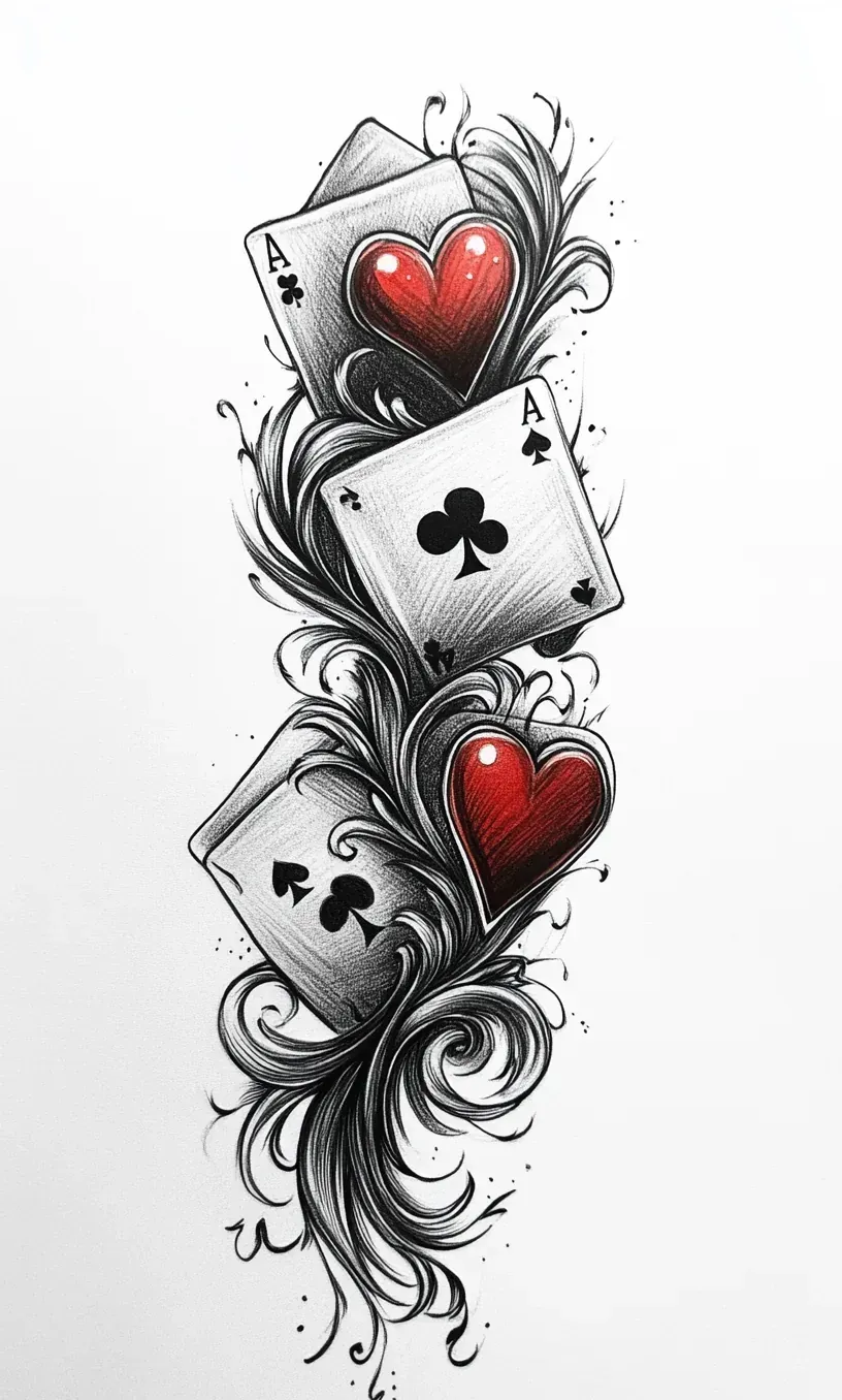 Playing Cards Tattoo Drawing-23
