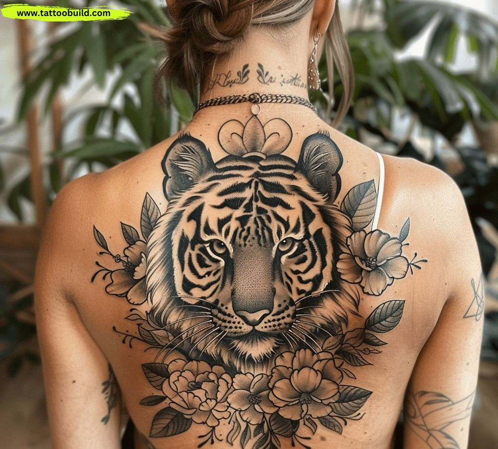 neo-traditional tiger tattoo black ink 