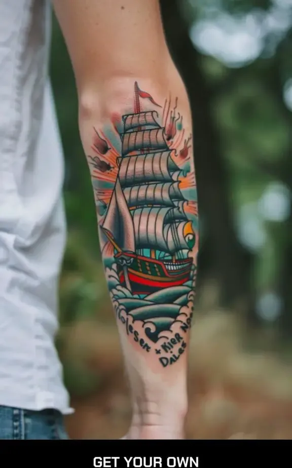 traditional sailor ship tattoo