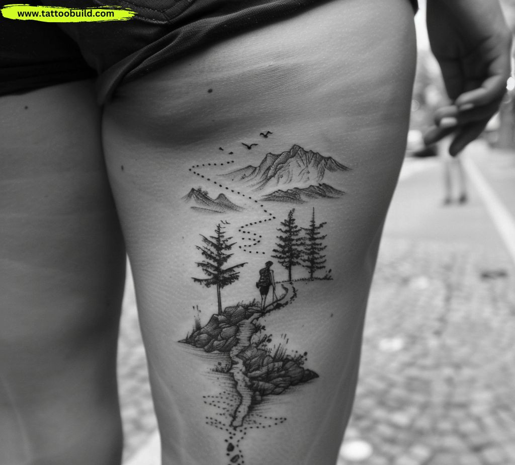 Women's hiking tattoo