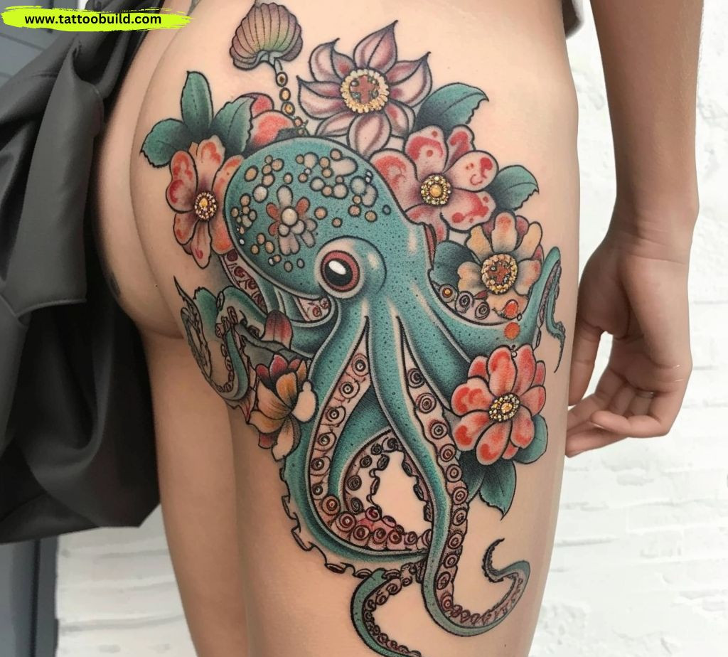 American traditional hip tattoo for women