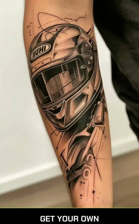 motorcycle helmet tattoo